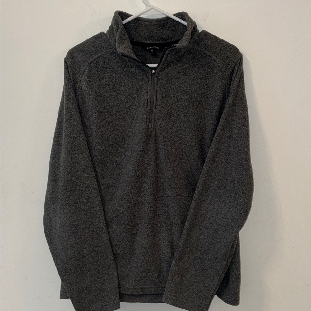 Lands' End women’s Charcoal Zip-Up lightweight polartec jacket